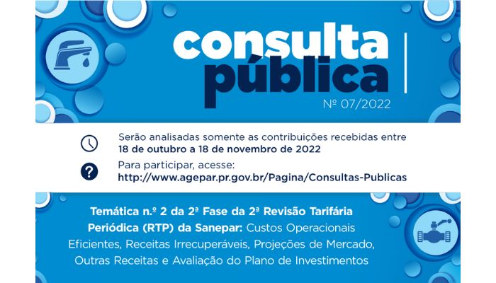  Em nova consulta pública da Agepar, população poderá opinar sobre investimentos da Sanepar